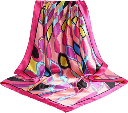 35” Large Satin Square Head Scarf - 2Pcs Silk Floral Head Scarves Women Hair Scarves Hair Bandanas