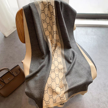 2023 New Winter Women'S Scarf Luxury Design Double Sided Cashmere Feel Scarf Warm Scarf Shawl